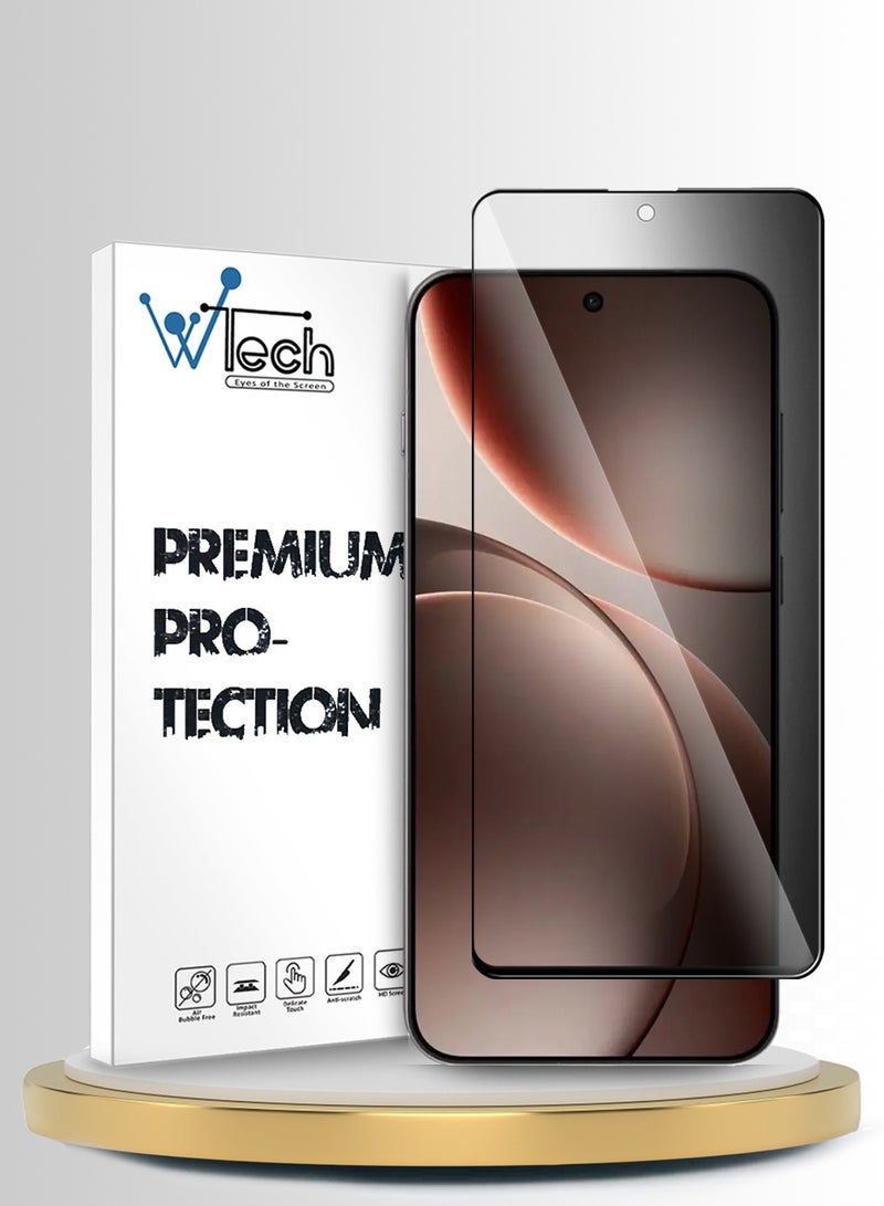 Wtech Oppo Find X9 5G 2025 Premium E2E Series Privacy Full Glue Full Cover Tempered Glass Screen Protector (MSGECP) - Clear/Black - Image 1
