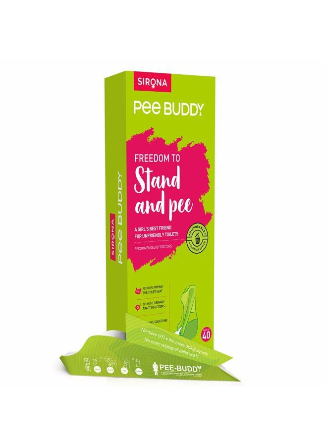 PEE BUDDY PeeBuddy 40 Funnels Portable Female Urination Device | Disposable Female Urinal Funnel | Travel, Camping, Hiking and Outdoor Activities | Discreet and Compact Stand and Pee Funnel for Women, Girls - Image 1