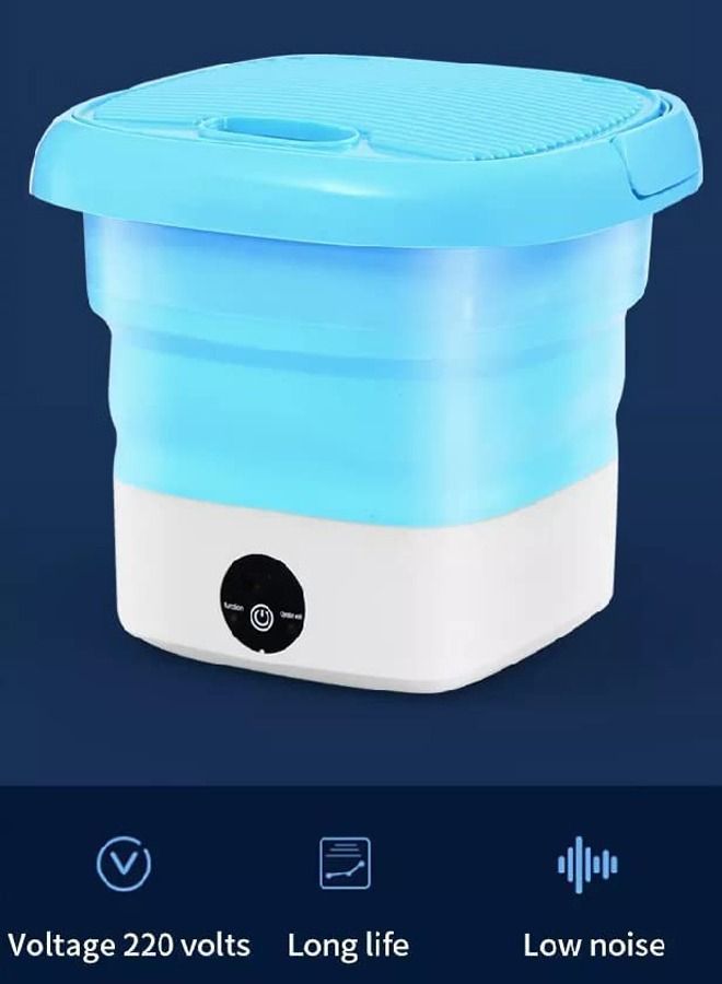 Portable Mini Folding Clothes Washing Machine Blue  - Image 1