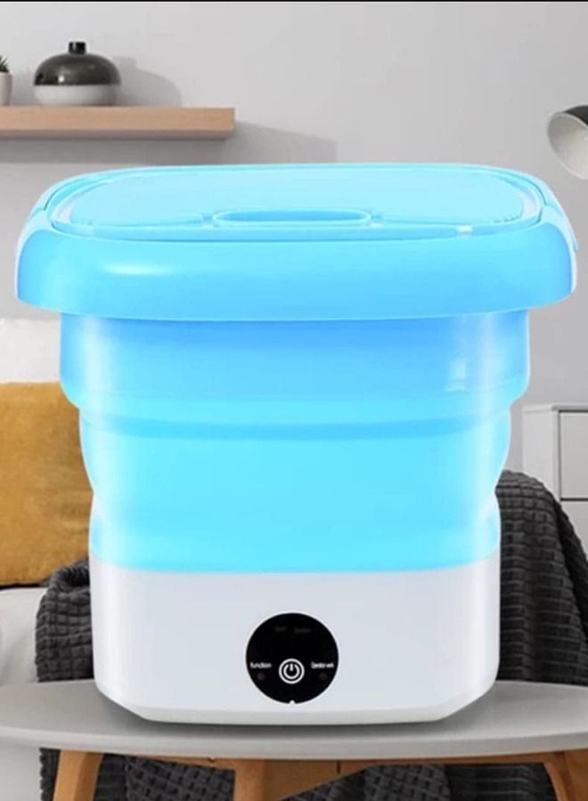 Portable Mini Folding Clothes Washing Machine Blue  - Image 2