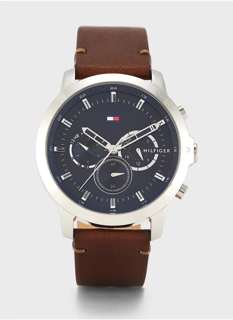 TOMMY HILFIGER Leather Strap Chronograph Watch