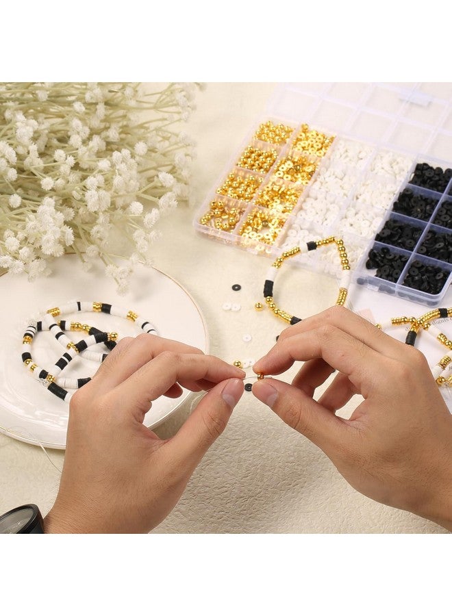 Simxen Clay Beads for Bracelet Making Kit, Bracelet Beads Set for Girls Boys Women, White & Black Clay Beads for Jewellery Making Necklaces, Soft Polymer Clay Beads with Spacer Beads (DIYBeadsSet-3) - Image 5