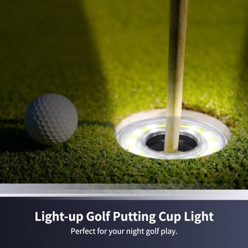 Lnrueg 6 Pack Golf Hole Lights, Disc Golf Lights, Light Up Night Golf Putting Cup Light, Putt-Putt Flag Cup Glow Lamp, Glow In The Dark Cups For Night Golf Play - Image 2