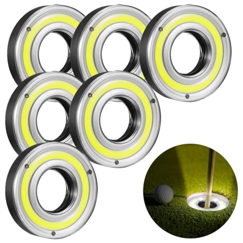 Lnrueg 6 Pack Golf Hole Lights, Disc Golf Lights, Light Up Night Golf Putting Cup Light, Putt-Putt Flag Cup Glow Lamp, Glow In The Dark Cups For Night Golf Play - Image 1