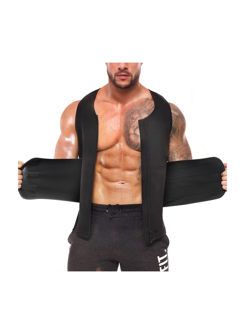 KASTWAVE Sauna Vest with Waist Trainer for Men, 2 in 1 Mens Abdomen Trainer Neoprene Slimming Workout Vest Shaper Promotes Healthy Sweat, Weight Loss, Lower Back Posture - Image 1