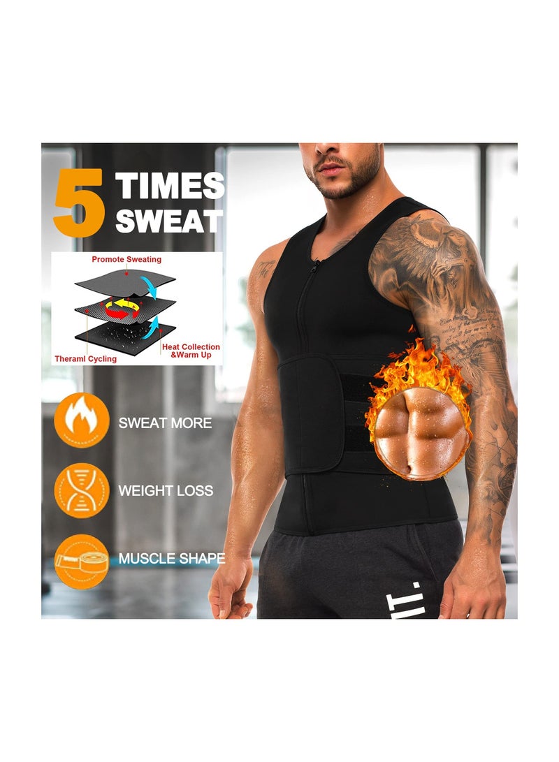 KASTWAVE Sauna Vest with Waist Trainer for Men, 2 in 1 Mens Abdomen Trainer Neoprene Slimming Workout Vest Shaper Promotes Healthy Sweat, Weight Loss, Lower Back Posture - Image 3