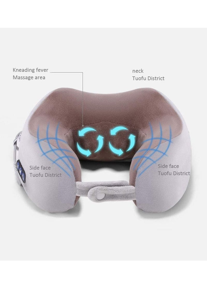 Gravity Electric Travel Neck Massage Pillow, U-Shaped Memory Foam Kneading Head & Neck Support Pollow, For Pain Relief, For Airplane, Train, Bus, Car Travel - Image 3