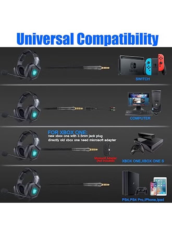 onikuma K8 RGB Gaming Headset 7.1 Surround Sound Noise Canceling Mic ,PC , PS4-3 , Mobile And Xbox - Image 3