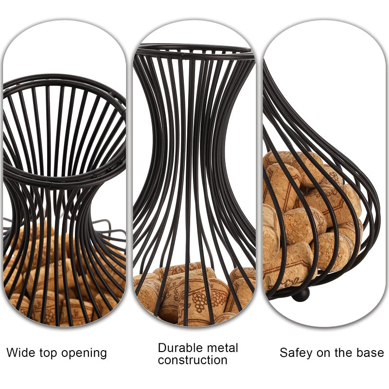 Tebery Metal Black Wine Cork Display Holder, Rustic Wine Stopper Collector, Decorative Free Standing Cork Storage Rack Catcher Container Cage, Holds 150 Wine Corks - Image 4