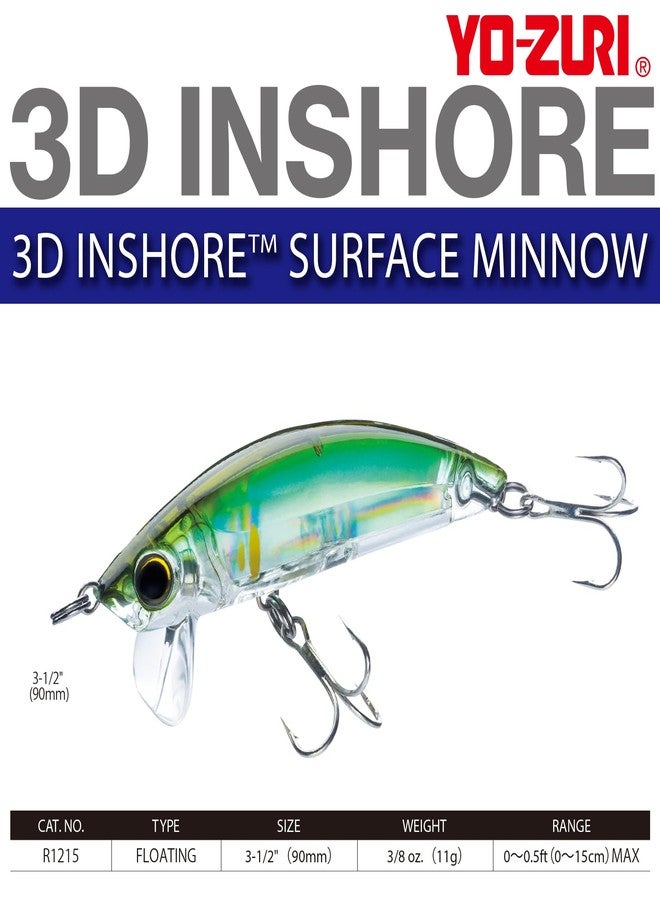 DUEL Yo-Zuri R1215-GHIW 3D Inshore Surface Minnow, Color, Sardine, 90mm 3-1/2" - Image 3