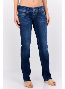 Pepe Jeans Women Straight Fit Washed Stretchable Jeans, Blue  - Image 1