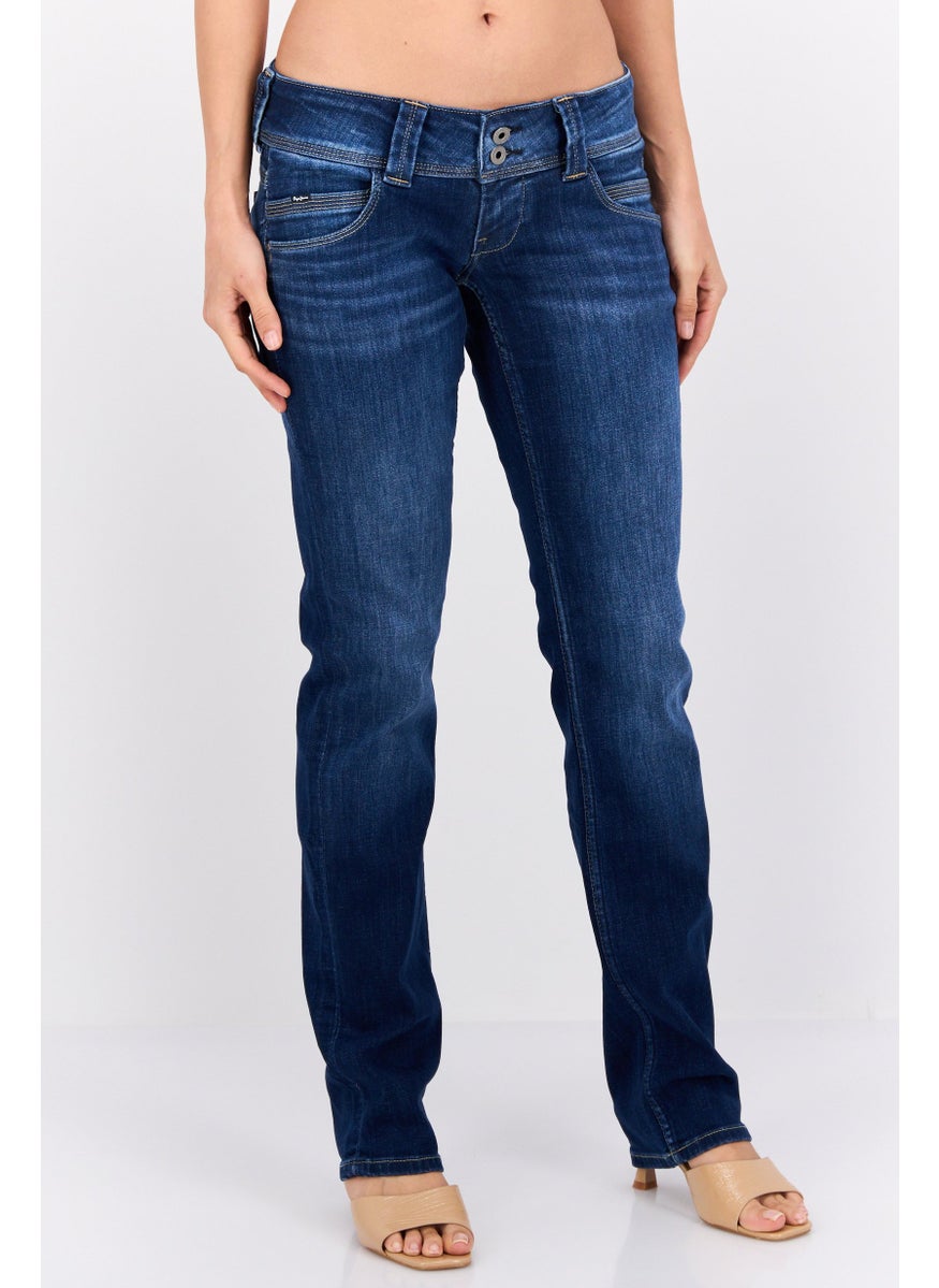 Pepe Jeans Women Straight Fit Washed Stretchable Jeans, Blue  - Image 1