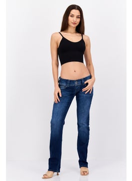 Pepe Jeans Women Straight Fit Washed Stretchable Jeans, Blue  - Image 4