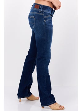 Pepe Jeans Women Straight Fit Washed Stretchable Jeans, Blue  - Image 2