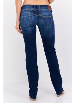 Pepe Jeans Women Straight Fit Washed Stretchable Jeans, Blue  - Image 3