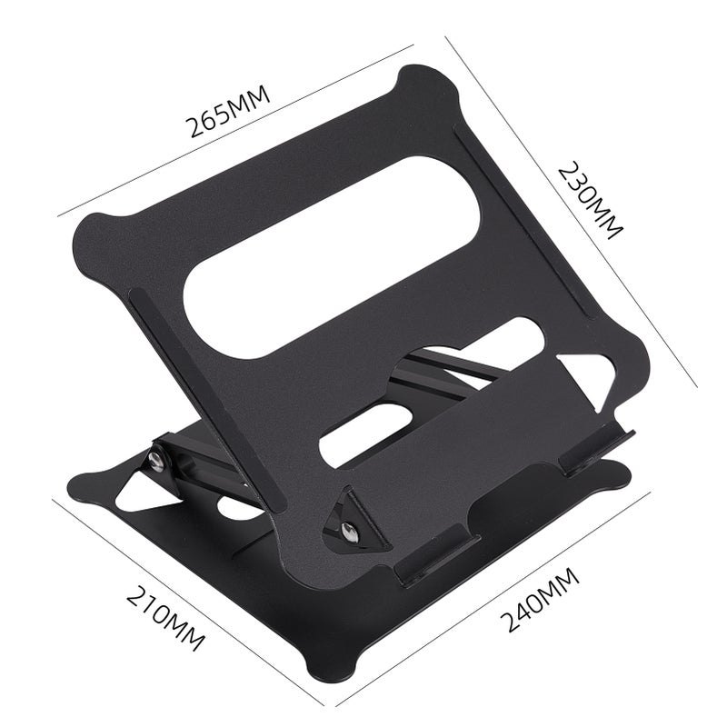 Adjustable Laptop Stand Portable Folding Aluminum Alloy Non-slip Height and Angle Adjusted Support 10''-15.6'' Laptop Tablet Bracket Riser Holder Computer Stand Black - Image 4
