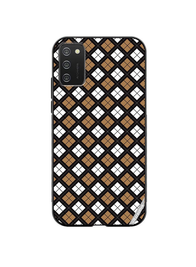 VR CREATIVE Protective Case Cover For Samsung Galaxy A03s Black White Brown Checkered Pattern Design Multicolour - Image 1