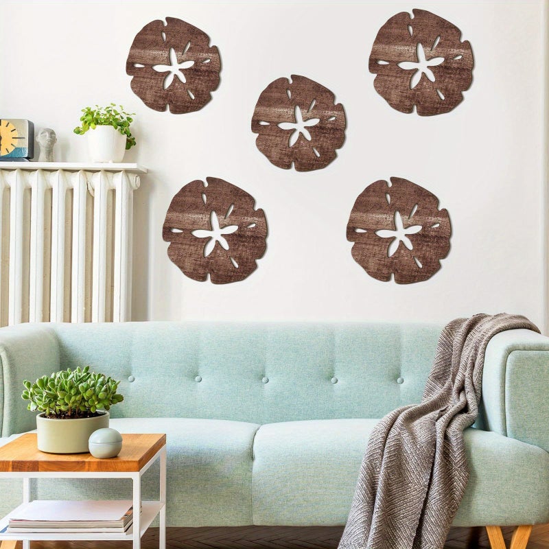 5 Pcs Bohemian Nautical Wall Art Beach Signs With Hooks Wood Board Decor Suitable For Living Room Bedroom Bathroom Coastal Anchors Shells Driftwood Easy Installation No Tools Electricity Yhh - Image 2