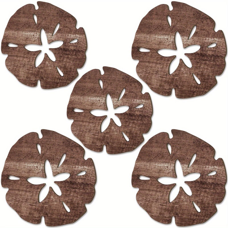 5 Pcs Bohemian Nautical Wall Art Beach Signs With Hooks Wood Board Decor Suitable For Living Room Bedroom Bathroom Coastal Anchors Shells Driftwood Easy Installation No Tools Electricity Yhh - Image 1