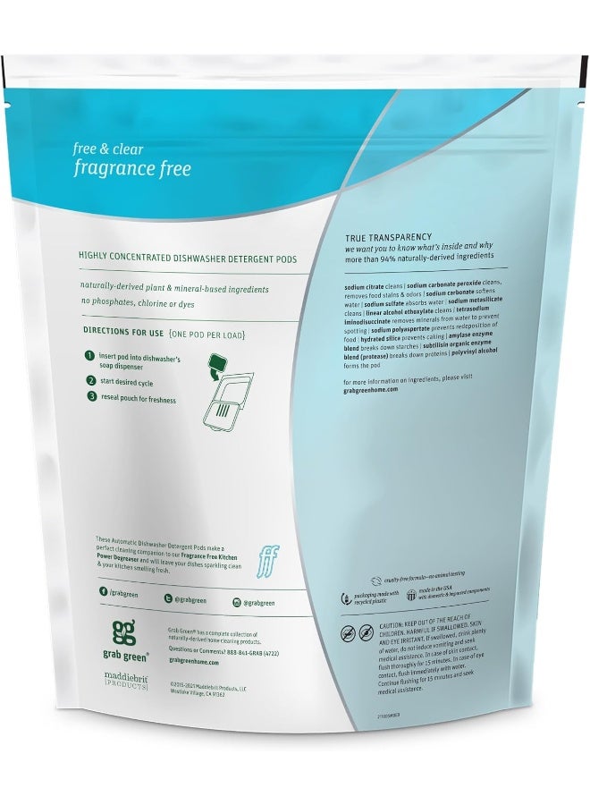 Grab Green Automatic Dishwashing Detergent Pods, 60 Count, Fragrance Free, Plant and Mineral Based, Superior Cleaning, Powerful Grease Removal, Brilliant Shine - Image 2