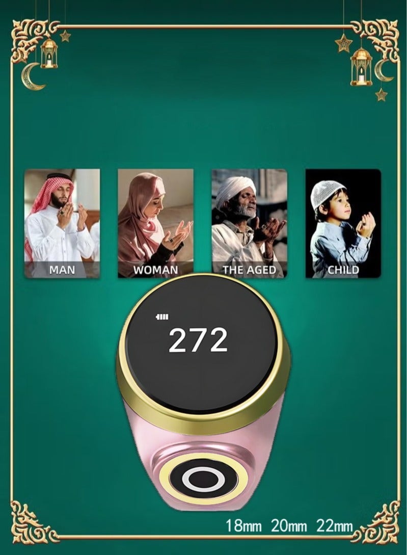 Zikr Ring, Smart Tasbih Zikr Ring With 3 Compatible Sizes(18mm/ 20mm/ 22mm) Ring Count Reminder, Muslim Prayer Timing Reminder,  OLED Display  - Image 1
