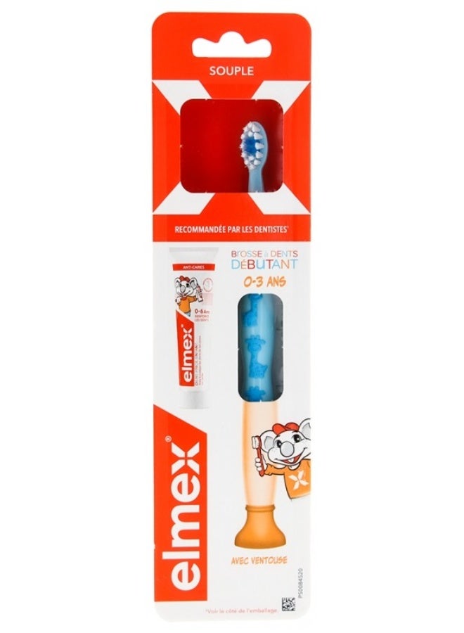 Elmex Soft Toothbrush Beginner 0-3 Years Old + Mini Toothpaste Anti-Cavities 0-6 Years Old 12ml - Image 1