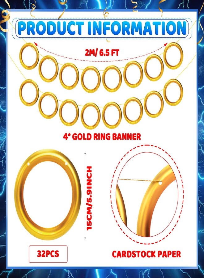 Yexiya 4 Pcs Birthday Party Decorations Paper Gold Rings Hanging Banner Paper Garland Decor Shadow Birthday Party Banner Backdrop Hedgehog Themed for Cartoon Baby Shower Favors Supply - Image 3
