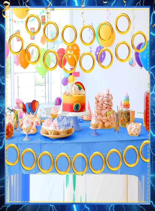 Yexiya 4 Pcs Birthday Party Decorations Paper Gold Rings Hanging Banner Paper Garland Decor Shadow Birthday Party Banner Backdrop Hedgehog Themed for Cartoon Baby Shower Favors Supply - Image 5
