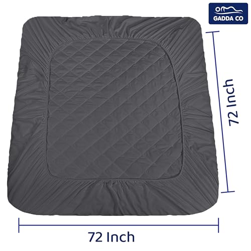 GADDA CO Waterproof Cotton Quilted Mattress Protector King Size (72x72 Inch | 6x6 Ft) | Breathable Hypoallergenic Noiseless Ultra Soft Elastic Fitted Bed Protector|Washable Mattress/Bed Cover - Grey - Image 2