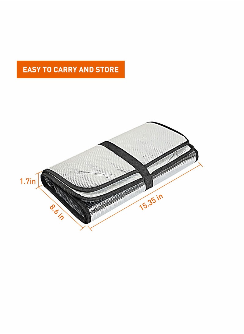 Windshield Sun Shade, Fit for 1997-2018 Jeep Wrangler TJ JK JKU, Sunshades Heat Shield, Aluminum Foil Triple Laminate Structure (Silver)