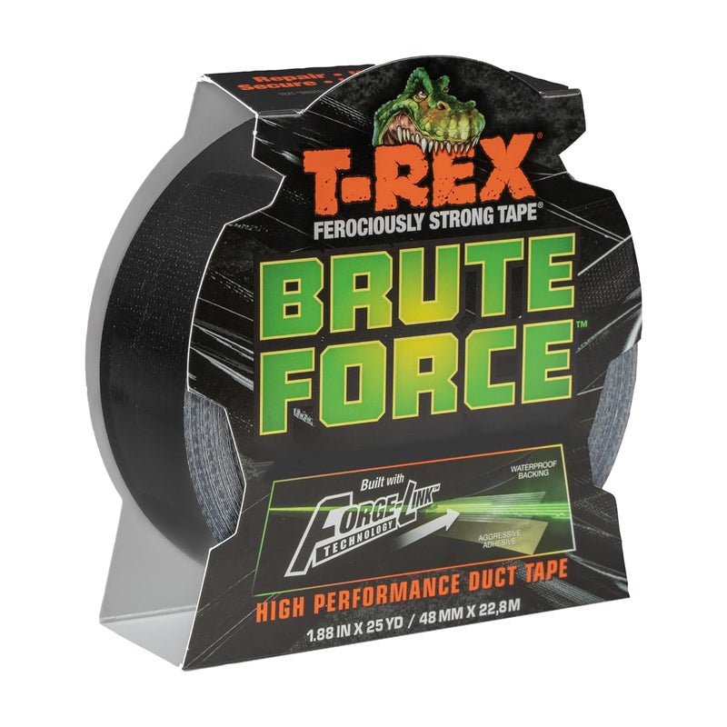 T-Rex 242703 Brute Force Strongest High Performance Duct Tape, 1.88-Inch X 25-Yard, Black - Image 1