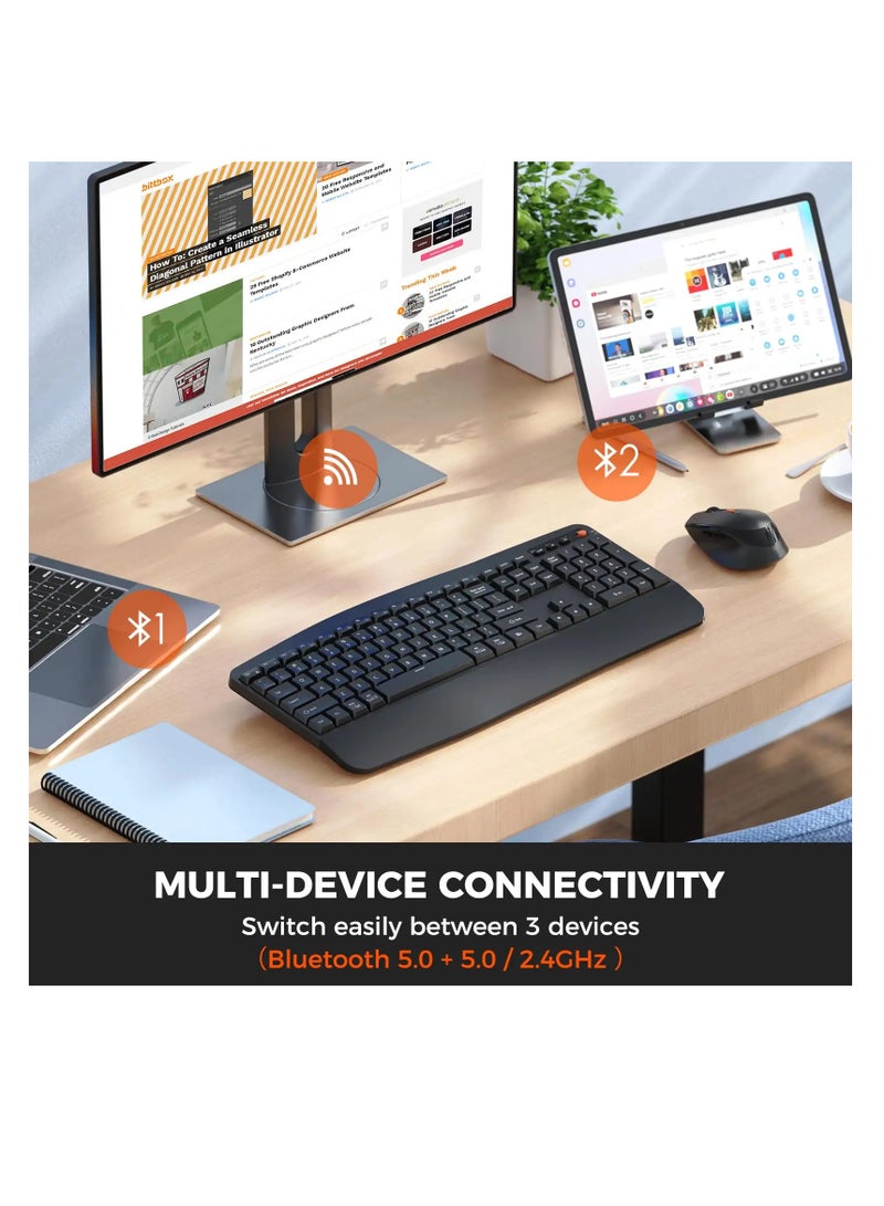 Meetion Meetion 2.4Ghz/Wireless&Bluetooth Dual Ergonomic DirectorA 2.4GHz USB Nano receiver Power-efficient wireless technology Mouse resolution 800-1200-1600 dpi - Image 2