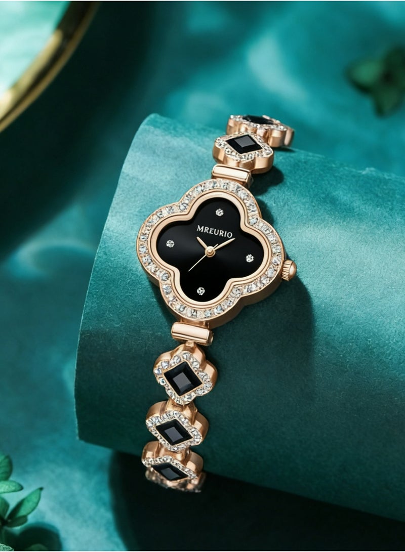 امريوريو فاخرة نساء ساعات المعصم فريدة من نوعها ورد الذهب الماس سوار ساعة الأزياء فستان الساعات الكوارتز للنساء هدية - Image 2