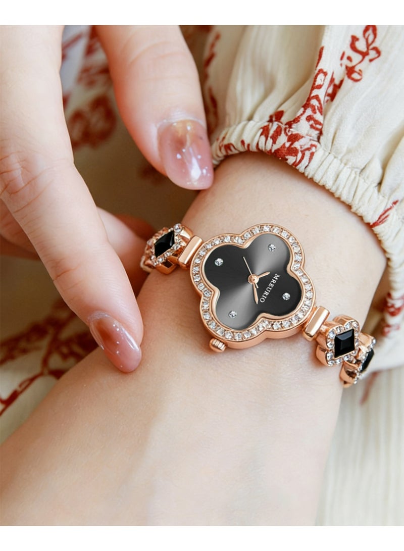 امريوريو فاخرة نساء ساعات المعصم فريدة من نوعها ورد الذهب الماس سوار ساعة الأزياء فستان الساعات الكوارتز للنساء هدية - Image 3