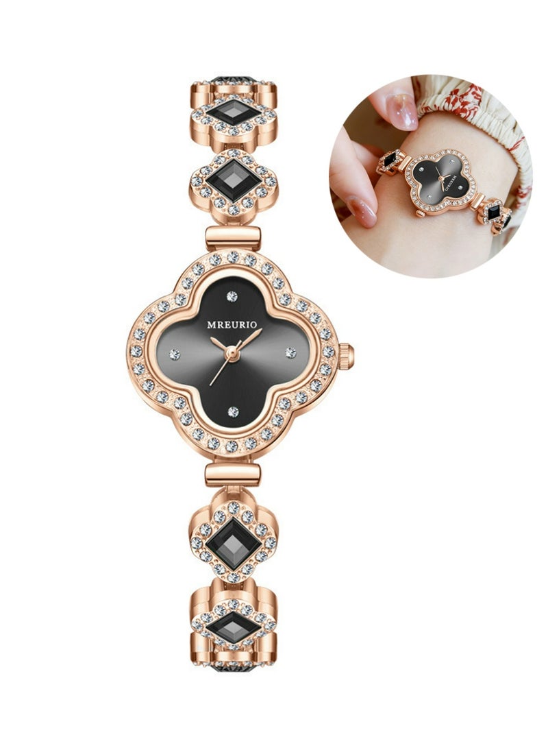 امريوريو فاخرة نساء ساعات المعصم فريدة من نوعها ورد الذهب الماس سوار ساعة الأزياء فستان الساعات الكوارتز للنساء هدية - Image 1