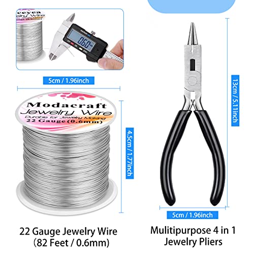 Modacraft 22 Gauge Silver Wire for Jewelry Making with Jewelry Pliers, Craft Wire Beading Wire Tarnish Resistant Copper Wire - Image 4