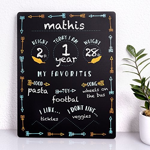 Tiny Ideas Tiny Idea’s Arrows Baby Milestone Chalkboard, Gender-Neutral Baby Photo Prop, Baby Décor Accessory, Black - Image 4
