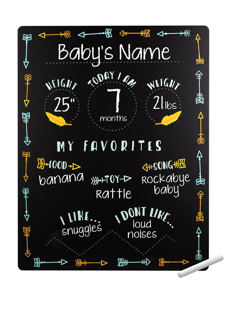 Tiny Ideas Tiny Idea’s Arrows Baby Milestone Chalkboard, Gender-Neutral Baby Photo Prop, Baby Décor Accessory, Black - Image 1