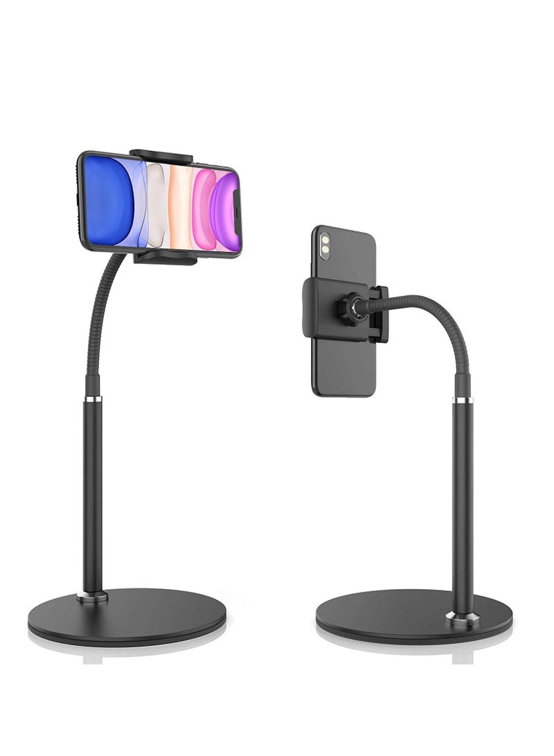 Excefore Cell Phone Stand, Adjustable Height & Angle Phone Holder Flexible Arm Universal Phone Stand for Desk, Aluminum Alloy Desktop Cell Phone Holder Compatible with 3.5"-6.5" Device  - Image 1