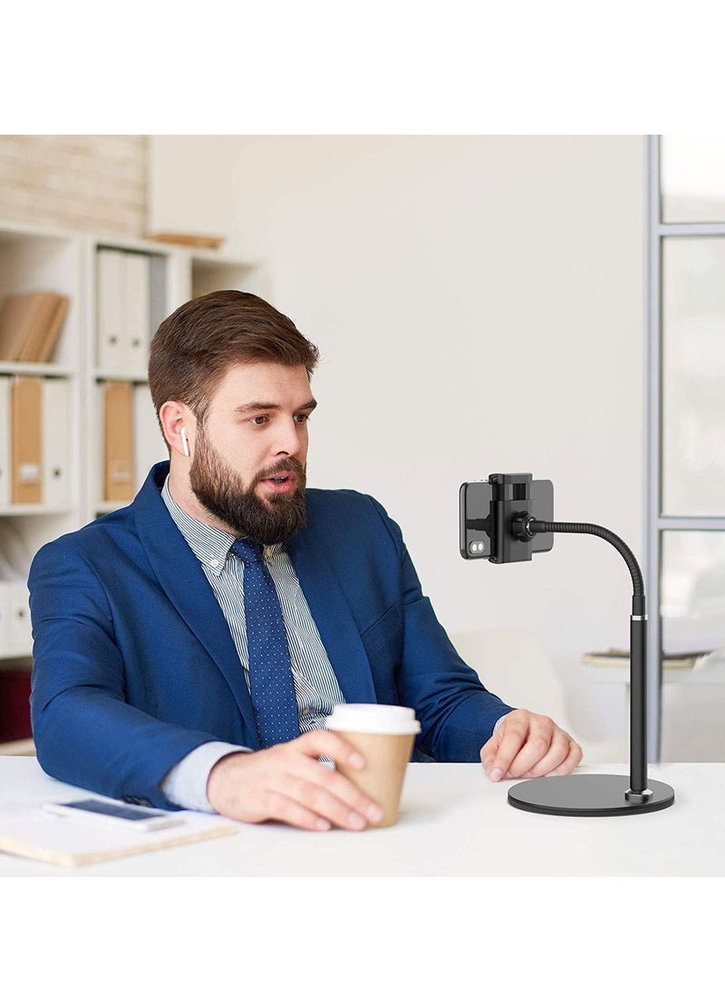 Excefore Cell Phone Stand, Adjustable Height & Angle Phone Holder Flexible Arm Universal Phone Stand for Desk, Aluminum Alloy Desktop Cell Phone Holder Compatible with 3.5"-6.5" Device  - Image 3
