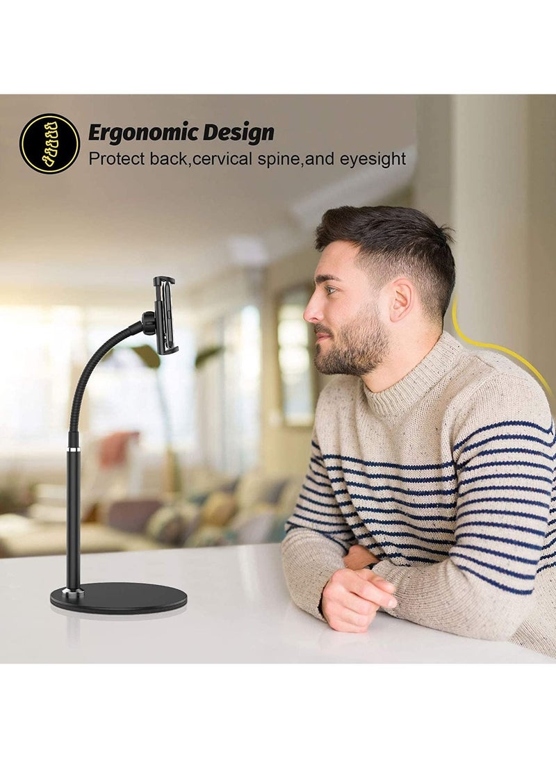 Excefore Cell Phone Stand, Adjustable Height & Angle Phone Holder Flexible Arm Universal Phone Stand for Desk, Aluminum Alloy Desktop Cell Phone Holder Compatible with 3.5"-6.5" Device  - Image 2