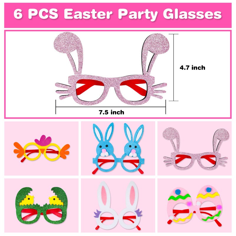 MGparty 12PCS Easter Headbands and Glasses Frame Set Easter Bunny Ears Rabbit Chick Eggs Party Favor Decorations Supplies Photo Booth for Kids and Adults - Image 4