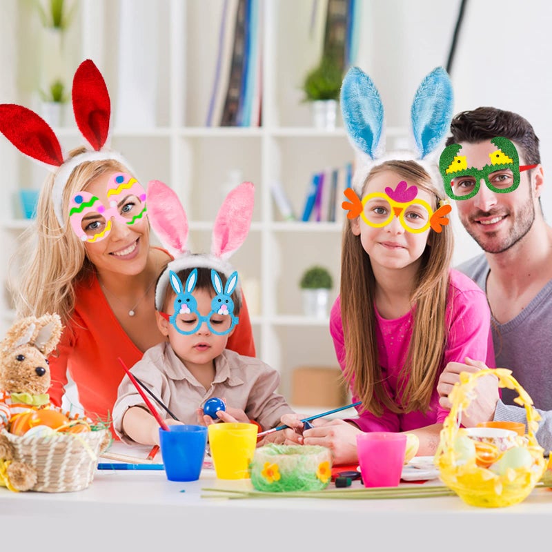MGparty 12PCS Easter Headbands and Glasses Frame Set Easter Bunny Ears Rabbit Chick Eggs Party Favor Decorations Supplies Photo Booth for Kids and Adults - Image 5