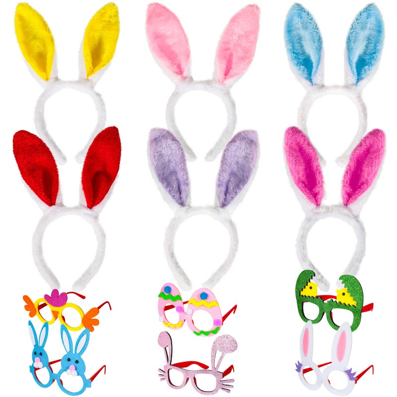 MGparty 12PCS Easter Headbands and Glasses Frame Set Easter Bunny Ears Rabbit Chick Eggs Party Favor Decorations Supplies Photo Booth for Kids and Adults - Image 2