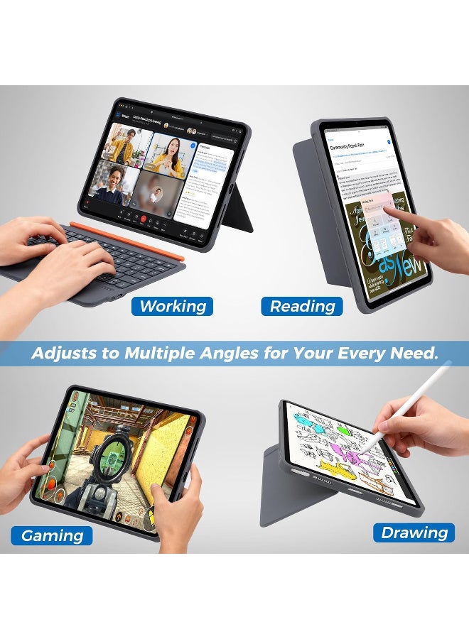 iPad Pro 11 inch Keyboard Case M4 2024/2025 Magnetic Detachable 3 in 1 Case Bluetooth Case Keyboard Adjustable Stand 7 Colors Backlit Keys with Touchpad (Grey, iPad Pro 11"(M4 2024/2025) - Image 4