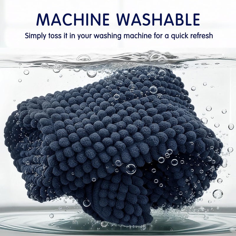 subrtex Bath Mat, Chenille Bath Rug, Soft Short Plush Bath Mat, Water Absorbent Shower Mat, Quick Dry, Machine Washable, Navy, 24' x 60' - Image 5