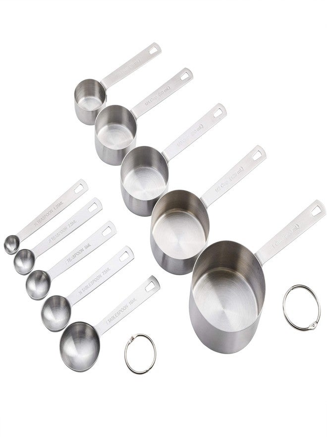 Babish 10-Piece Stainless Steel Measuring Cups and Spoons Set - Heavy-Duty, Rust-Resistant Baking and Cooking Measurement Tools - Image 3