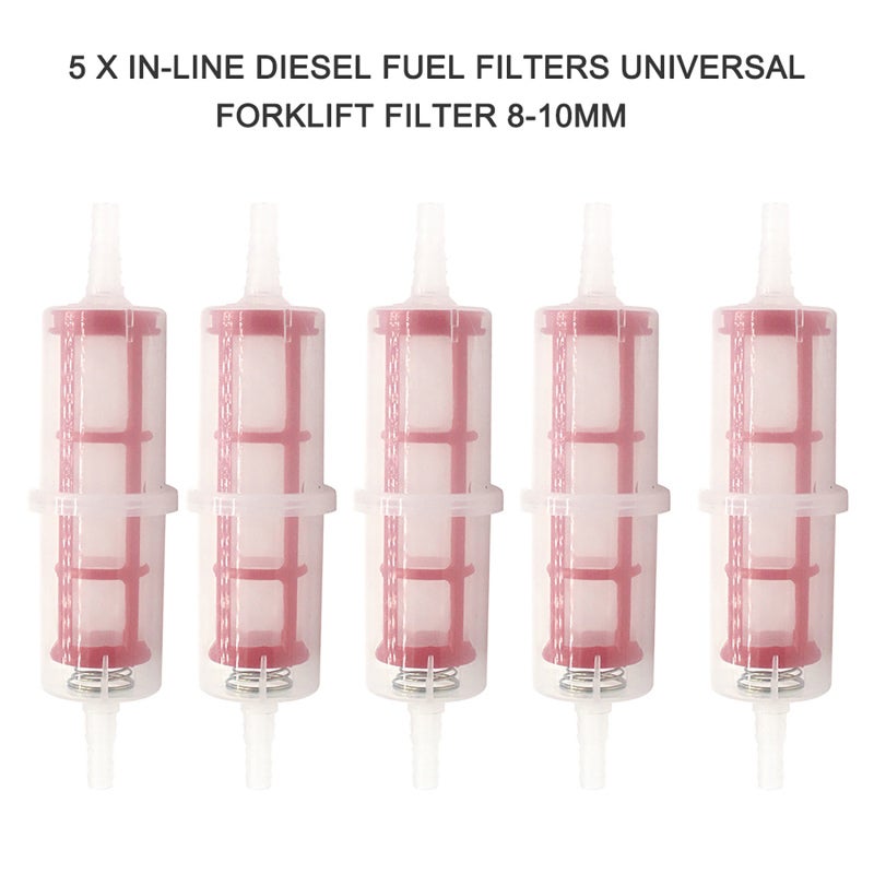 5 X In-line Diesel Fuel Universal Forklift Filter 8-10mm - Image 2