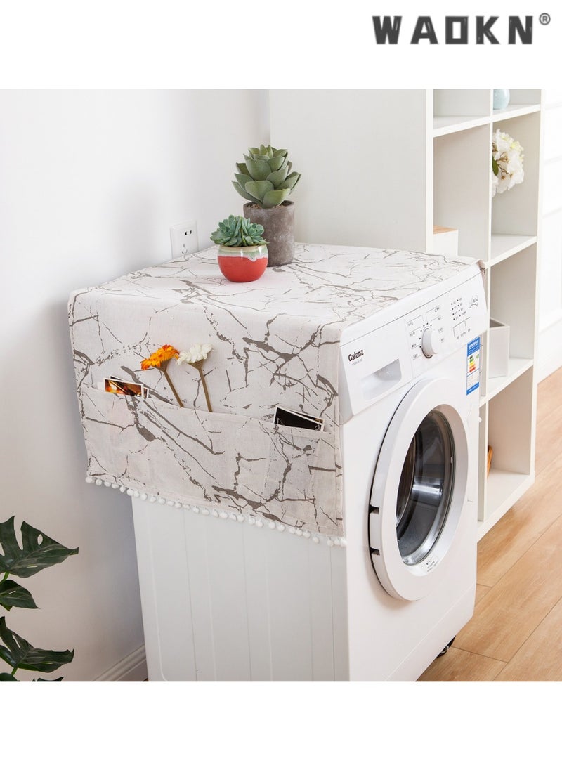 WAOKN Premium Washing Machine Cover with Storage, Dust-Proof Design for Washer and Dryer Tops, 6 Pockets for Easy Access, Ideal for Home Kitchen Laundry, Stylish and Practical, Enhances Laundry Room Decor  - Image 1