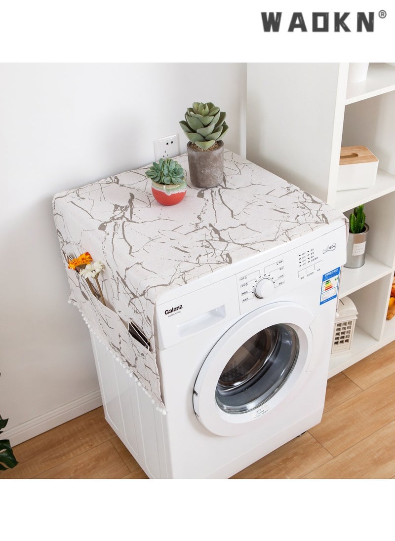WAOKN Premium Washing Machine Cover with Storage, Dust-Proof Design for Washer and Dryer Tops, 6 Pockets for Easy Access, Ideal for Home Kitchen Laundry, Stylish and Practical, Enhances Laundry Room Decor  - Image 3
